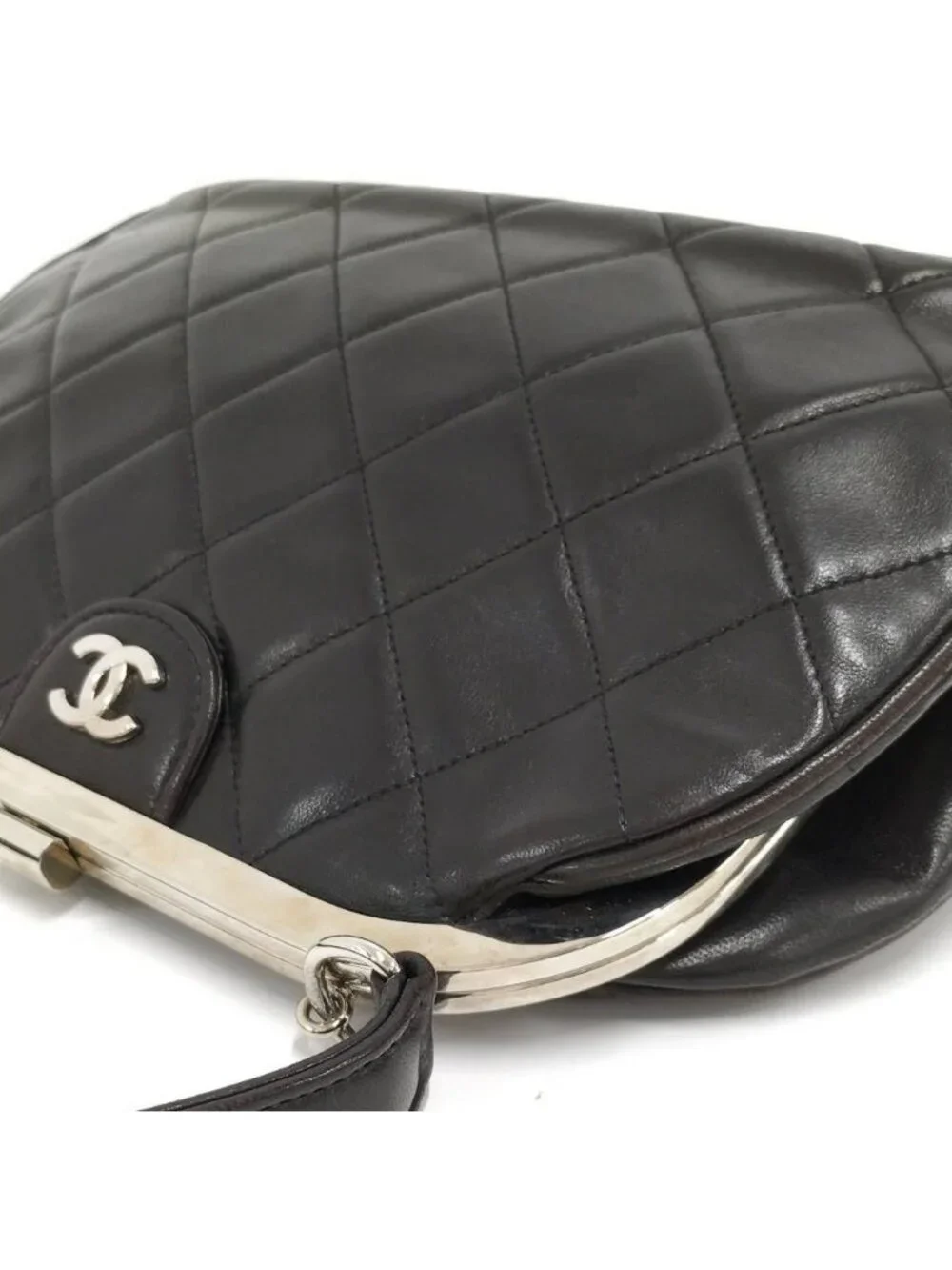 Chanel Vintage Quilted Kiss Lock Handbag One Handle